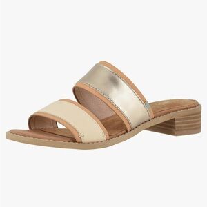 TOMS Mariposa Sandals Mules Dress Sandals Low Heel in Sunkiss Leather / Metallic